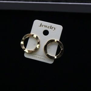 Minimal Open Circle Gold Stud Earrings